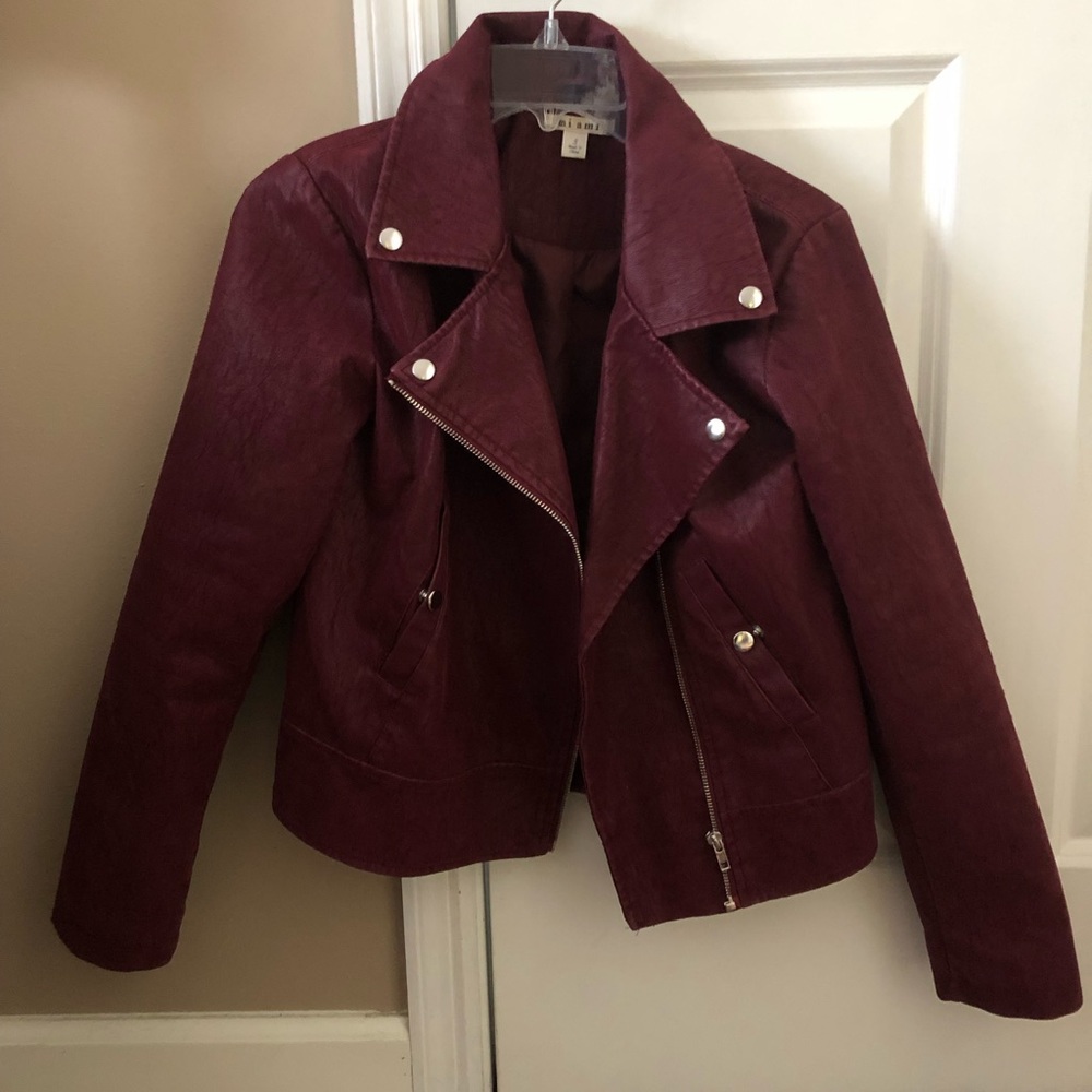 Faux Leather Burgundy Jacket
